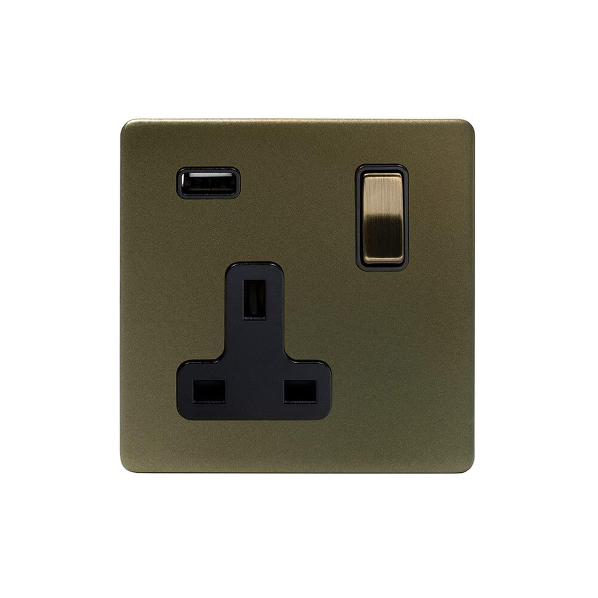Soho Lighting Eton Collection Bronze 13A 1 Gang DP Socket with USB-A