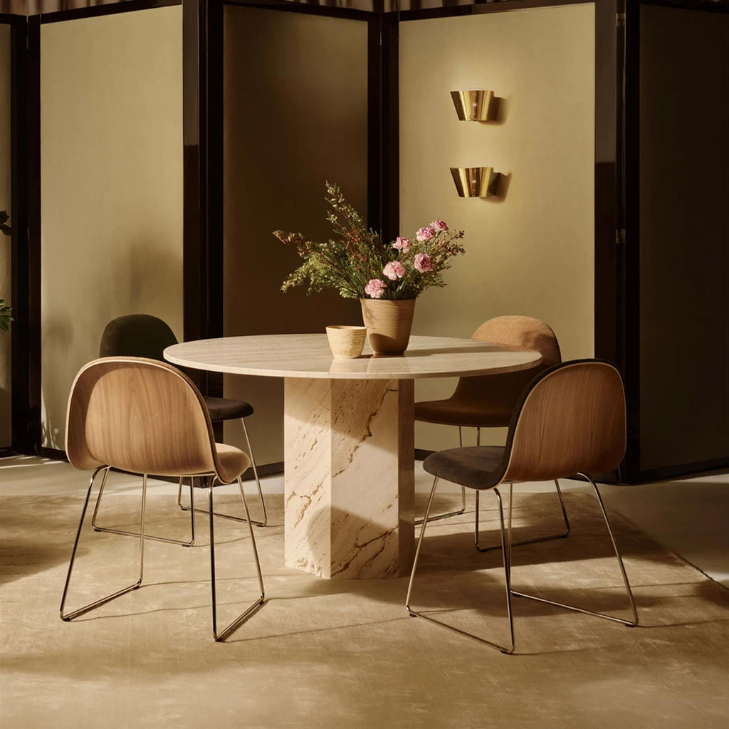 GUBI 3D Dining Chair, Fully Upholstered with Sledge Base