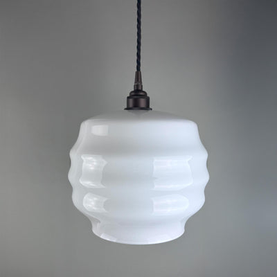 Old School Electric Deco Opal Glass Pendant