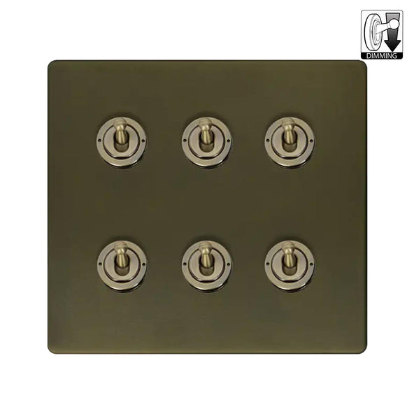 Soho Lighting Eton Collection Bronze 20A 6 Gang Dimming Toggle Switch