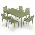 Outlet HAY Palissade Large Garden Dining Set with 6 Chairs - Curated by Holloways of Ludlow - Palissade Armchair, Olive Green
