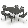 Outlet HAY Palissade Large Garden Dining Set with 6 Chairs - Curated by Holloways of Ludlow - Palissade Armchair, Anthracite
