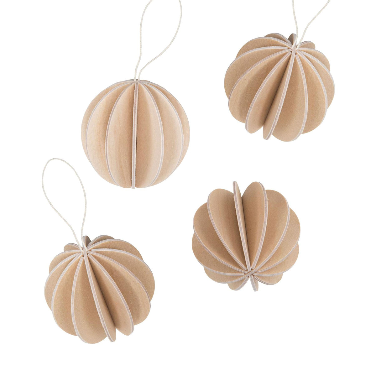Lovi Wooden Christmas Baubles- Diameter : 6cm, Set of 4