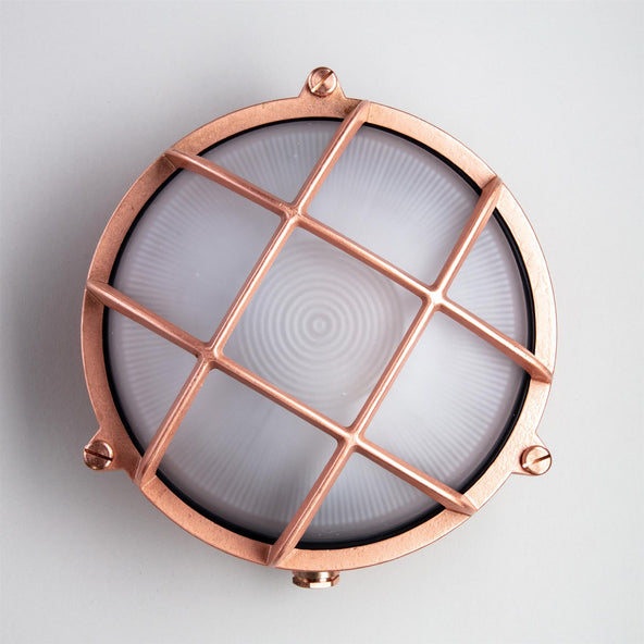 Outlet Old School Electric Round Bulkhead Light - Large, Copper