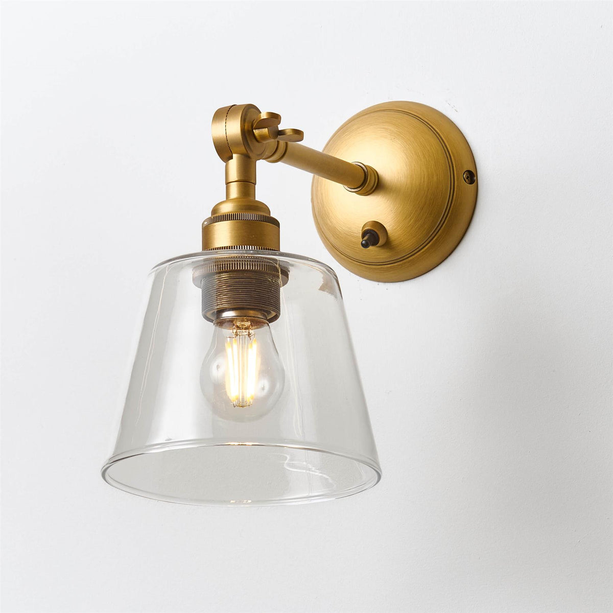 Old School Electric Tapered Blown Wall Light : Adjustable Arm