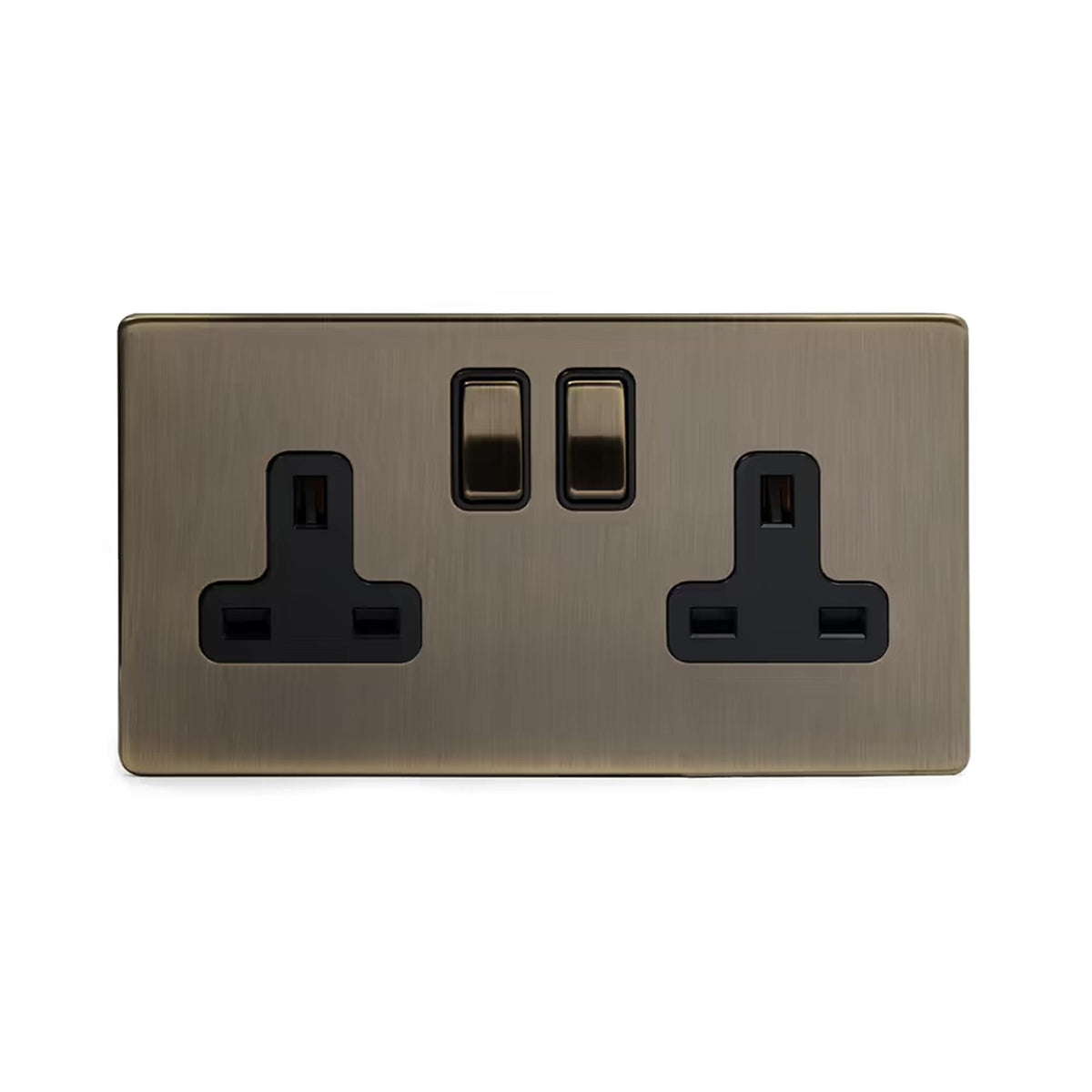 Soho Lighting Charterhouse Collection Antique Brass 13A 2 Gang Switched Socket