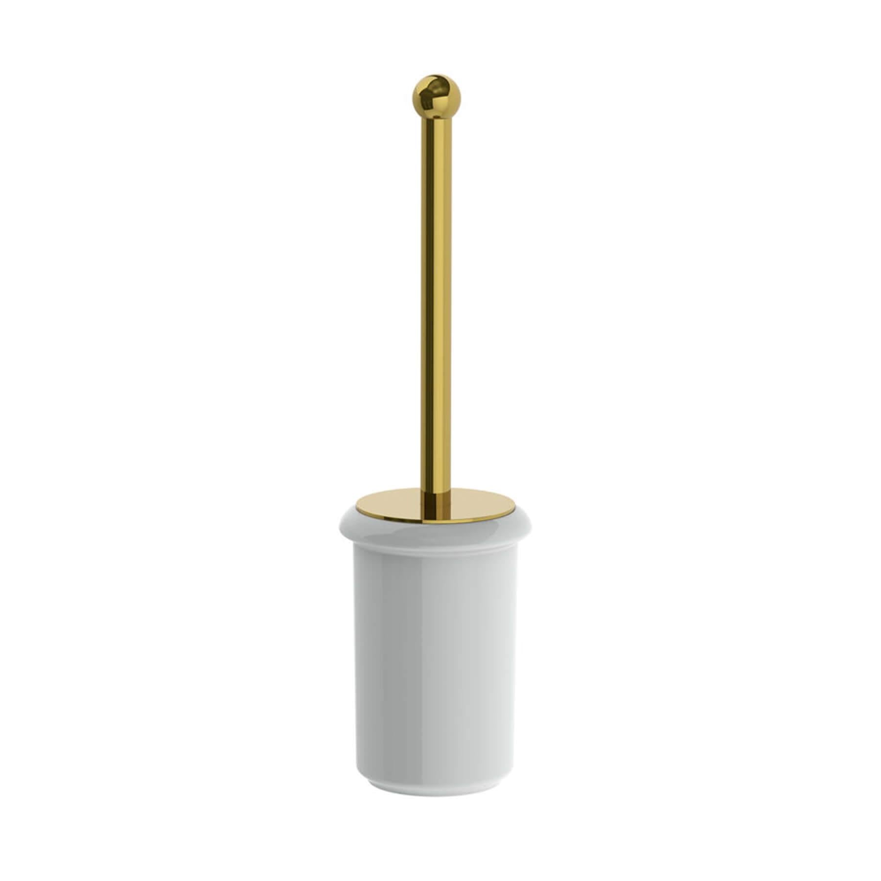 Lefroy Brooks Classic Freestanding White Ceramic Pot and Brush LB4504