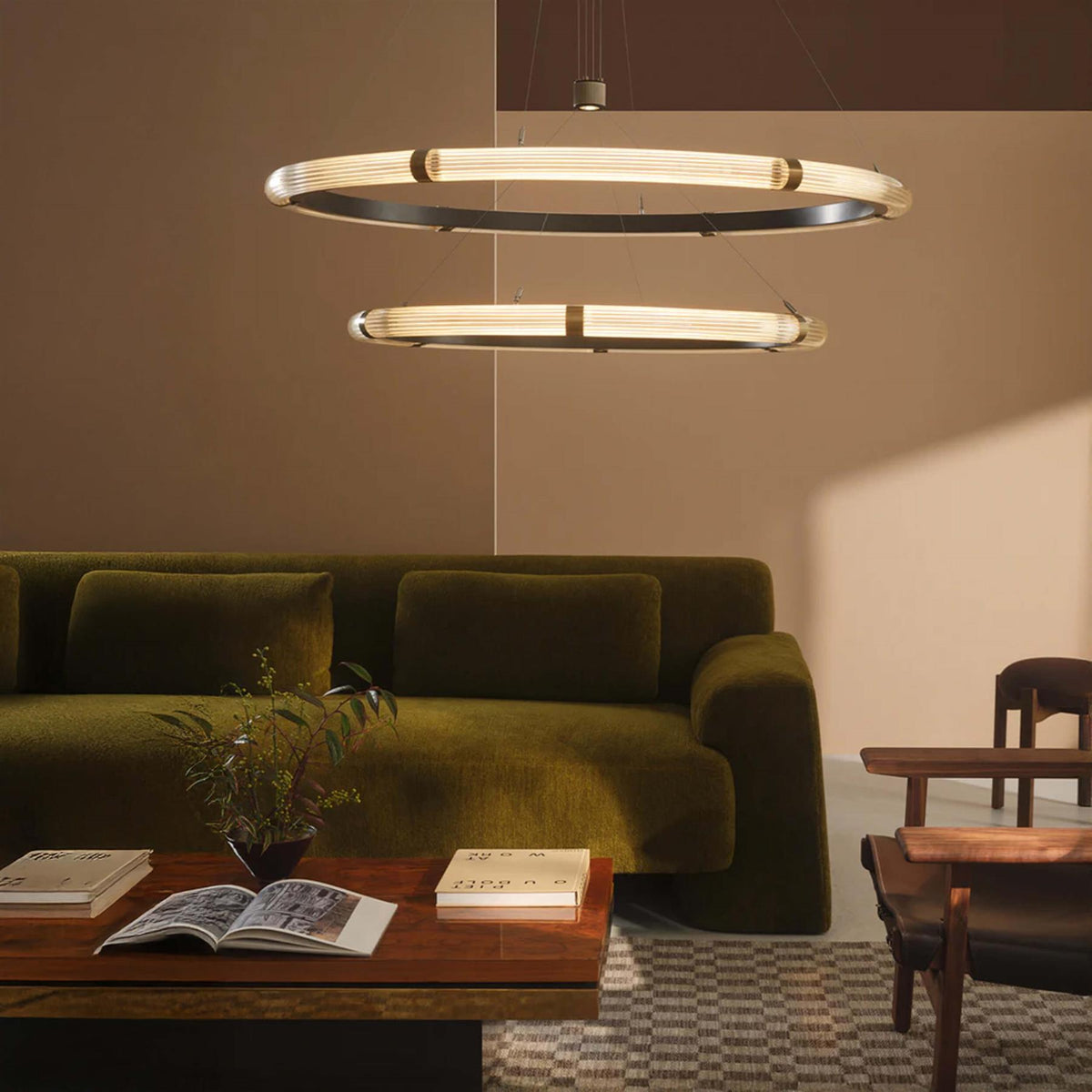 J. Adams Strata Circular Two-Tier Pendant Light