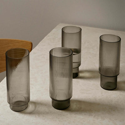 Ferm Living Ripple Long Drink Glasses - Set of 4
