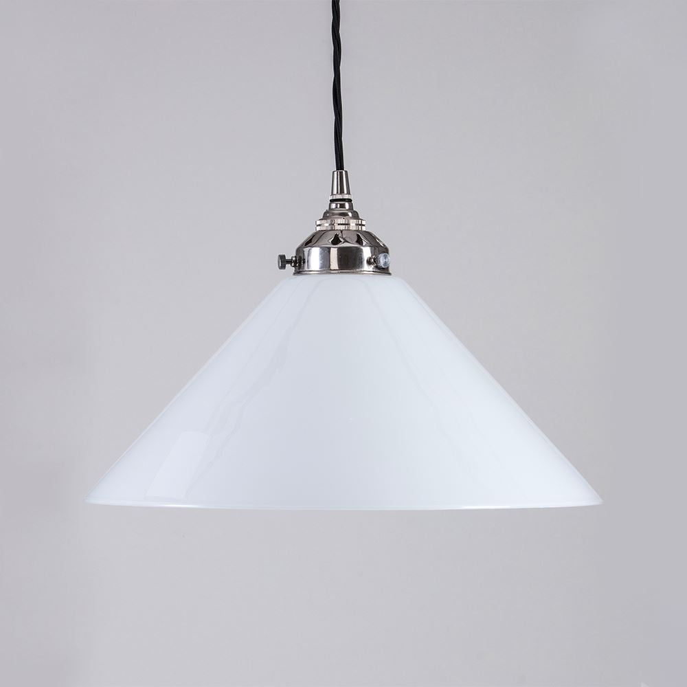 Old School Electric B22 Conical Opal Glass Pendant Light