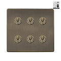 Soho Lighting Charterhouse Collection Antique Brass 6 Gang Dimming Toggle Switch