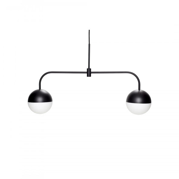 Outlet Hubsch Black Metal and Opal Glass Double Pendant