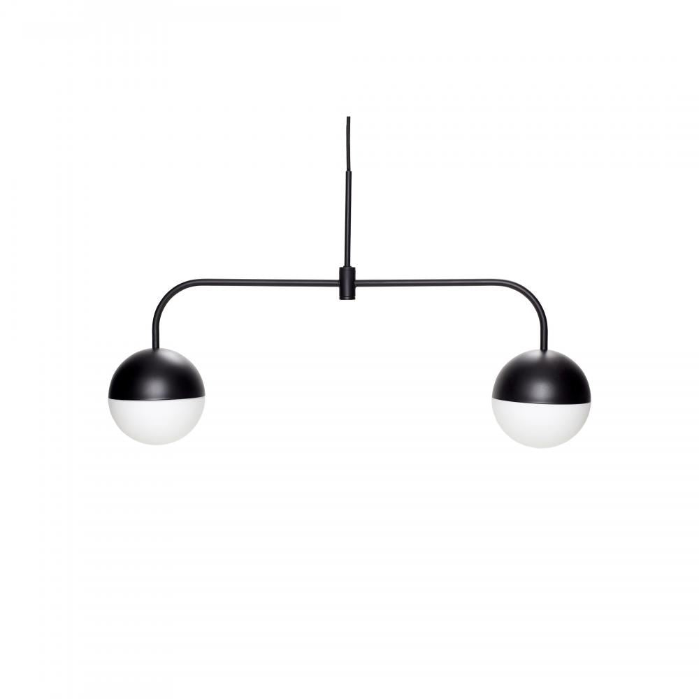 Outlet Hubsch Black Metal and Opal Glass Double Pendant