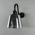 Old School Electric Tapered Smoked Glass Wall Light : Swan Arm
