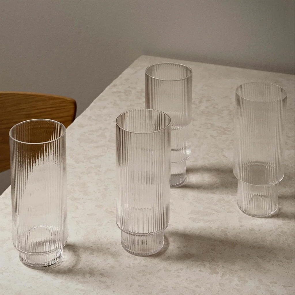 Ferm Living Ripple Long Drink Glasses - Set of 4