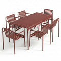 Outlet HAY Palissade Large Garden Dining Set with 6 Chairs - Curated by Holloways of Ludlow - Palissade Dining Armchair, Iron Red