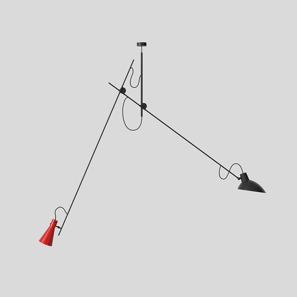 Outlet VV Cinquanta Suspension - Black Structure - Black and Red Reflectors