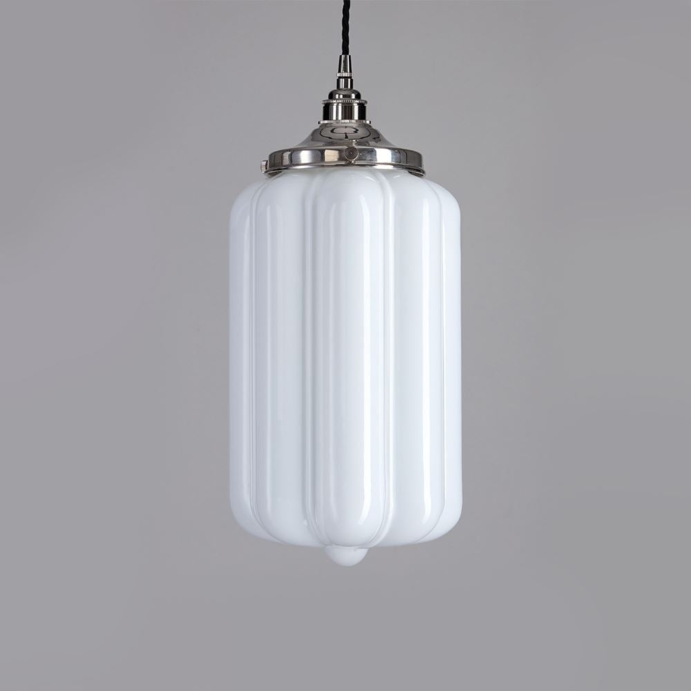 Old School Electric Ellington Pendant Light : Opal Glass