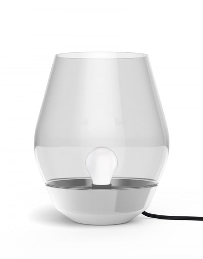Outlet Bowl Table Lamp - Stainless steel with light smoked glass