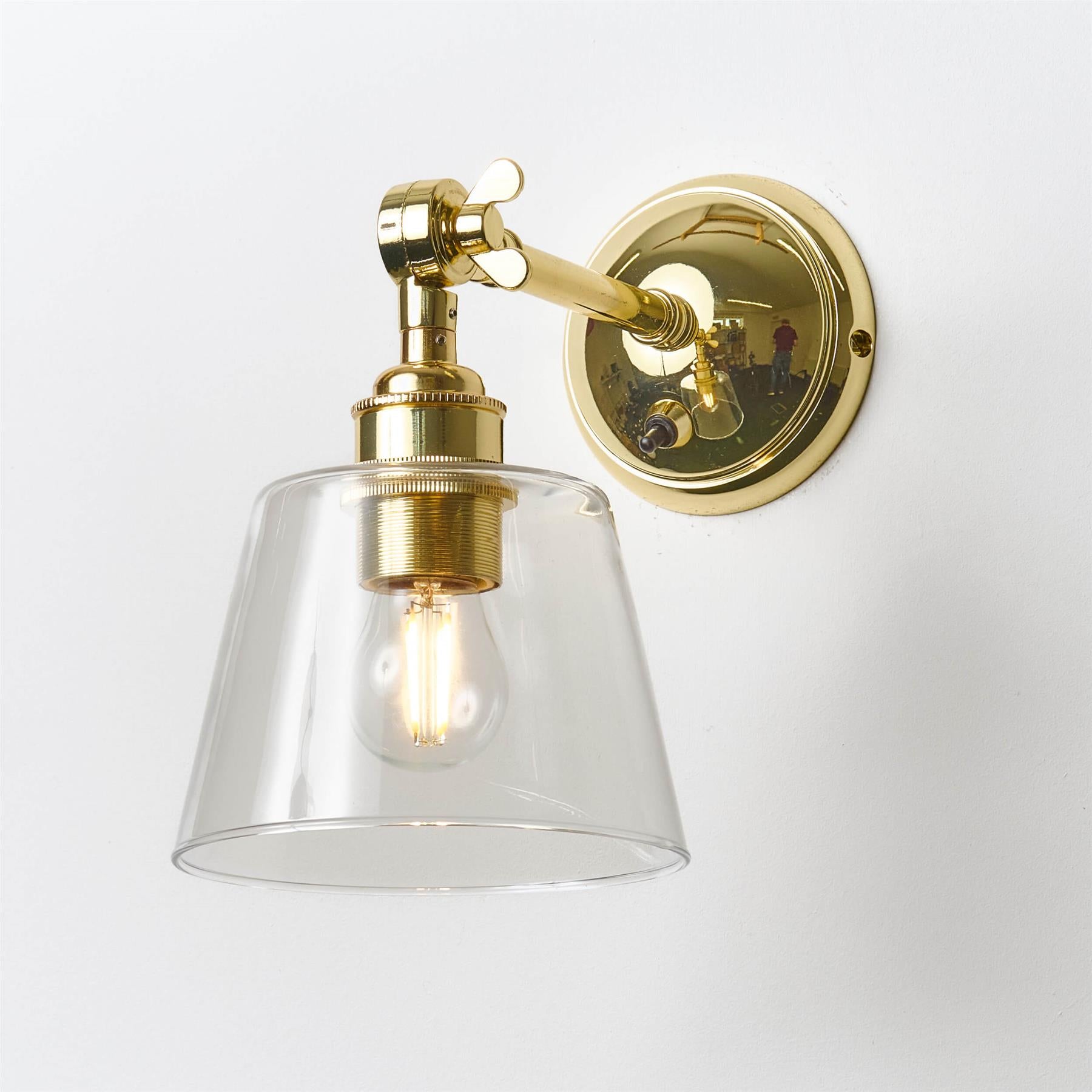 Old School Electric Tapered Blown Wall Light : Adjustable Arm