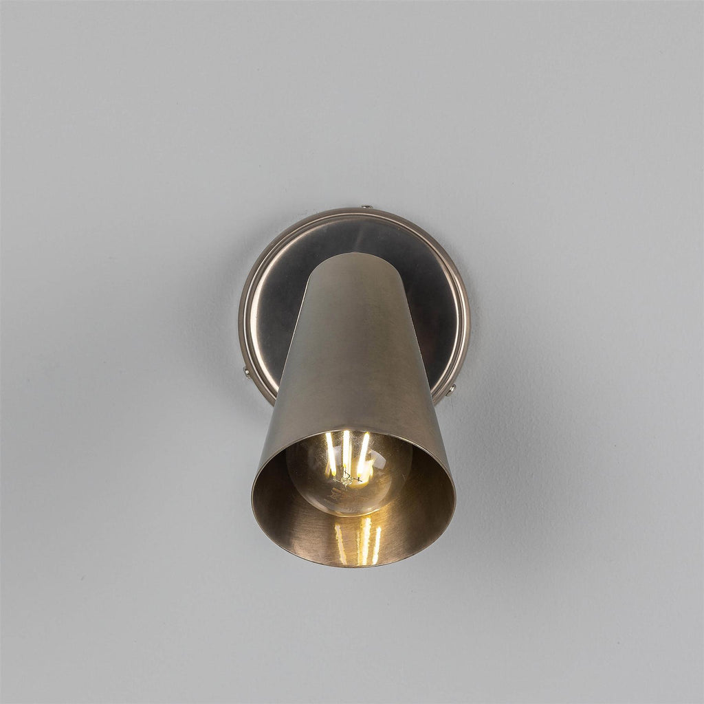 Mullan Lighting Cashel Adjustable Brass Cone Wall Light with Switch