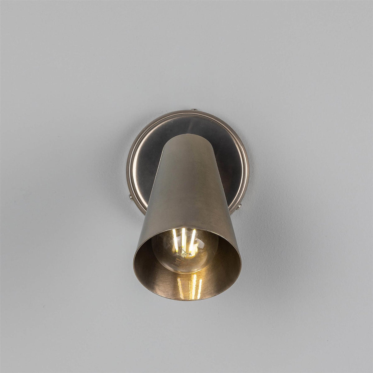 Mullan Lighting Cashel Adjustable Brass Cone Wall Light with Switch