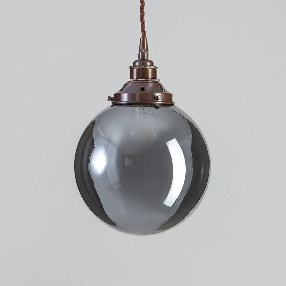 Outlet Old School Electric Globe Blown Glass Pendant Light - Smoked
