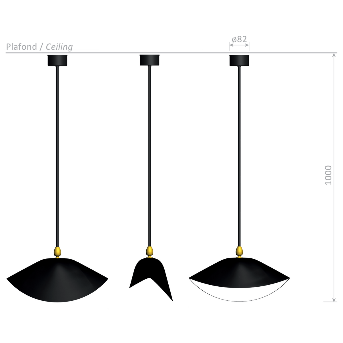 Serge Mouille Plafonnier Bibliotheque Pendant Light