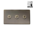 Soho Lighting Charterhouse Collection Antique Brass 3 Gang Dimming Toggle Switch