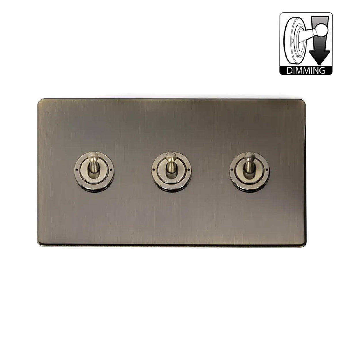 Soho Lighting Charterhouse Collection Antique Brass 3 Gang Dimming Toggle Switch