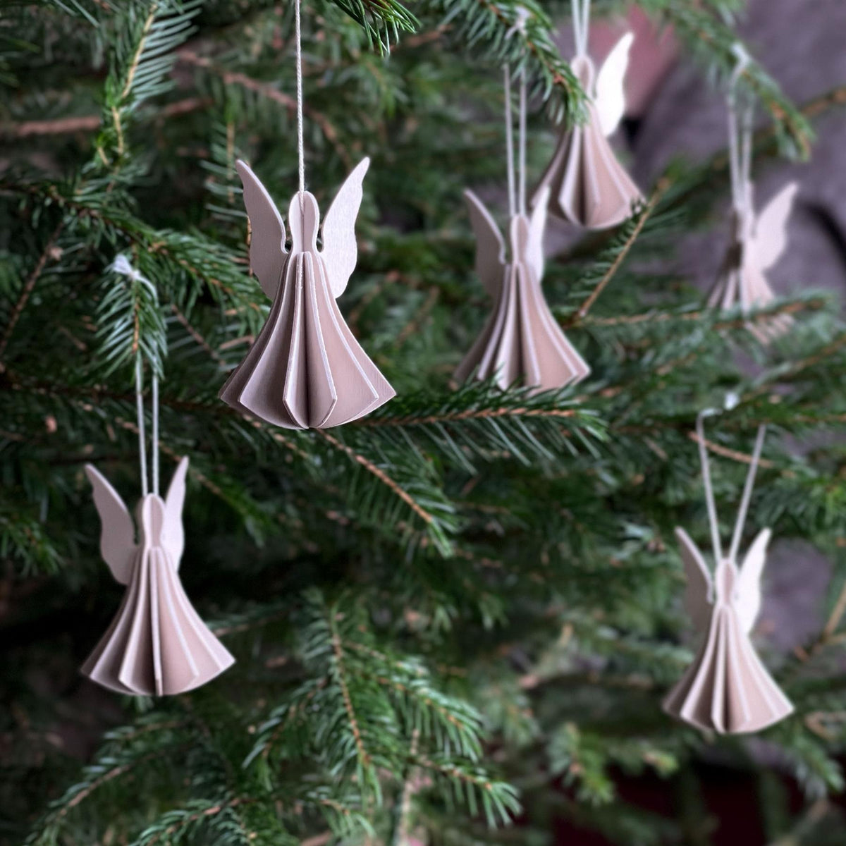 Lovi Wooden Angels Decoration - Height : 6.5cm, Set of 6