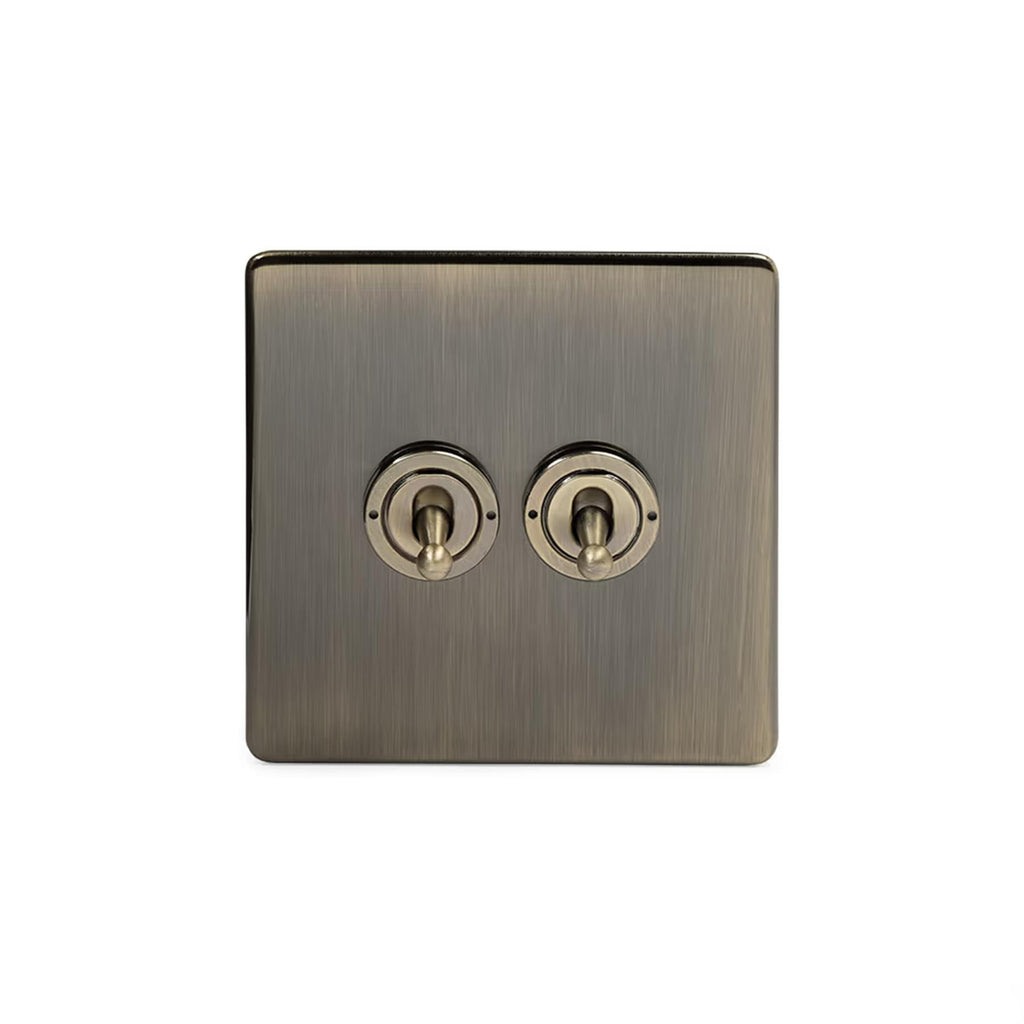 Soho Lighting Charterhouse Collection 2 Gang Toggle Switch 2-Way Antique Brass