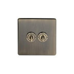 Soho Lighting Charterhouse Collection 2 Gang Toggle Switch 2-Way Antique Brass