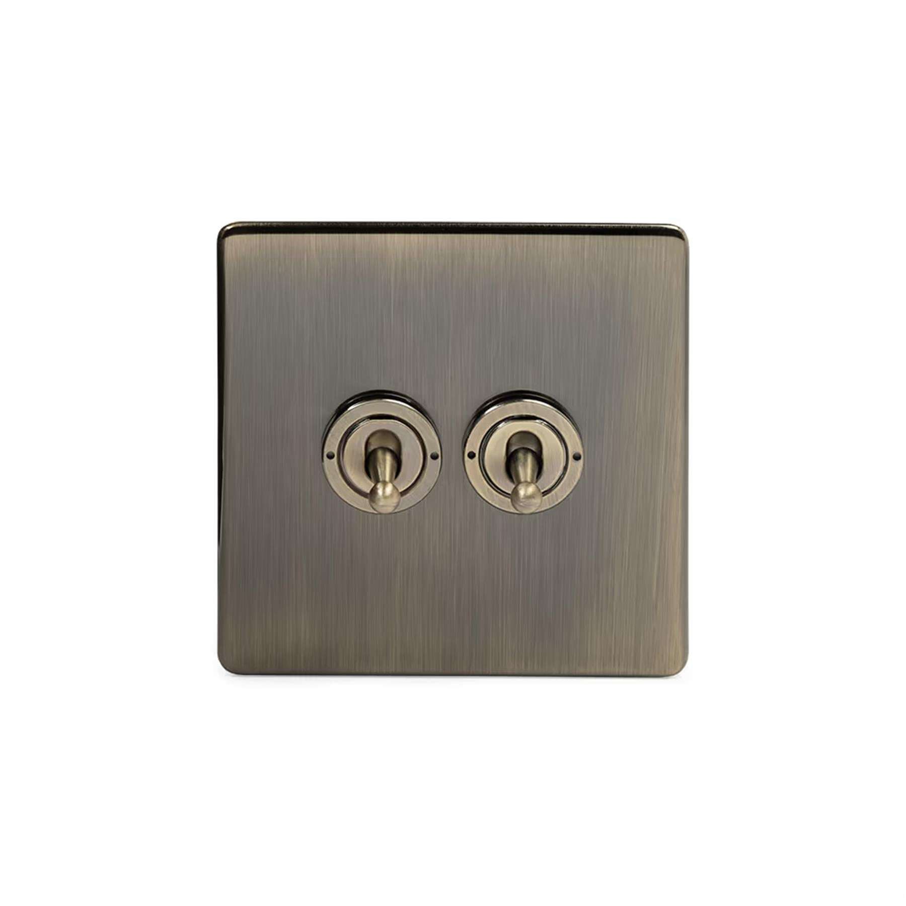 Soho Lighting Charterhouse Collection 2 Gang Toggle Switch 2-Way Antique Brass