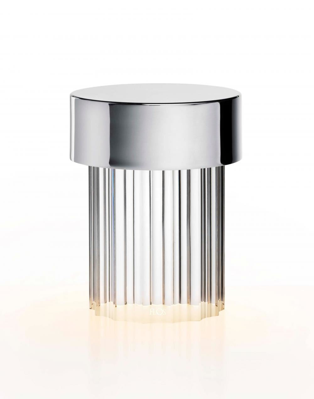 Outlet Flos Last Order Portable Rechargeable Lamp - Fluted Glass, Polished Stainless Steel