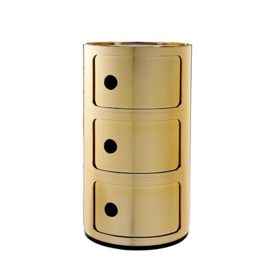 Outlet Kartell Componibili Metal Cabinet - Gold, 3 Compartments