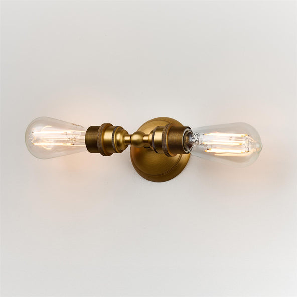 Outlet Old School Electric Industrial Twin Wall Light - Brushed Brass