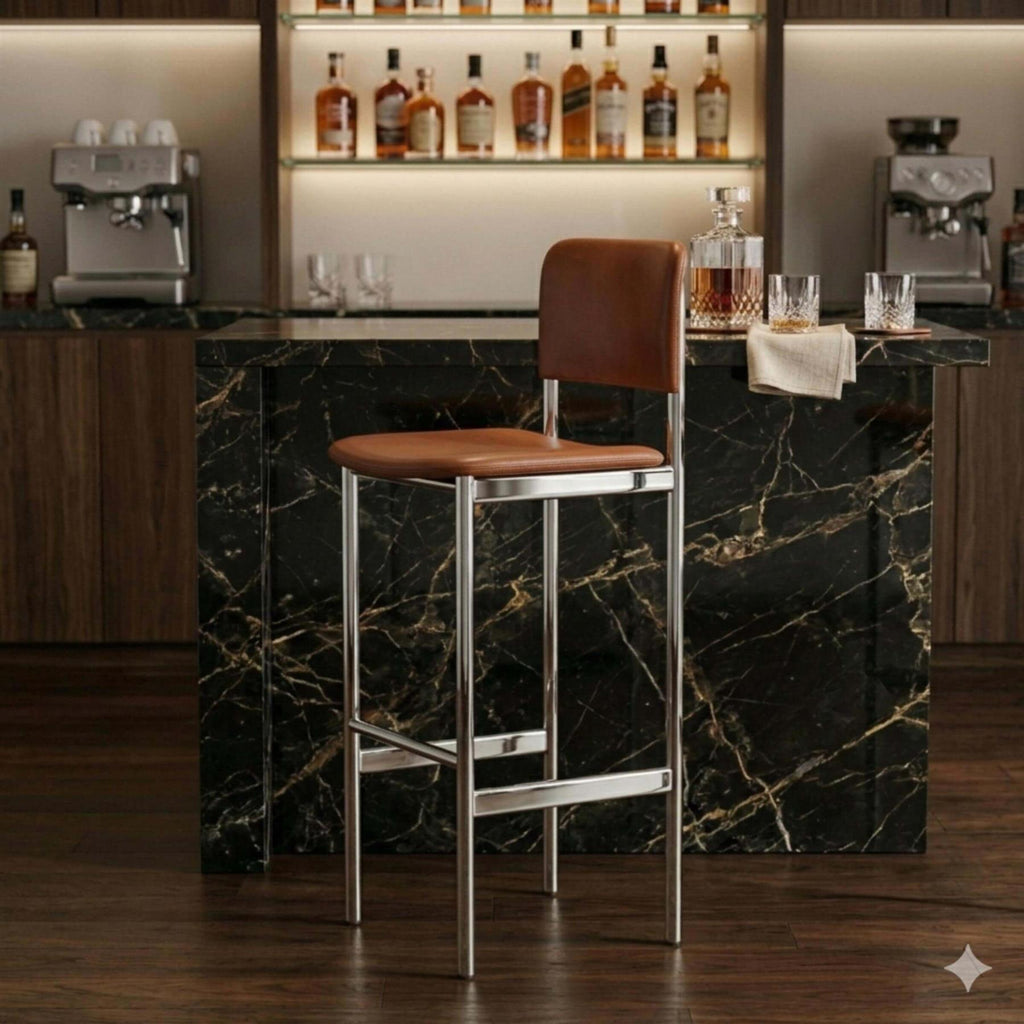 Fredericia Plan Bar Stool with Metal Legs, Fully Upholstered