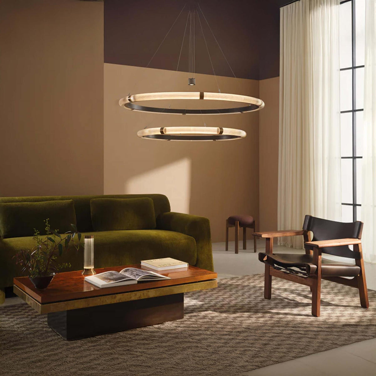 J. Adams Strata Circular Two-Tier Pendant Light