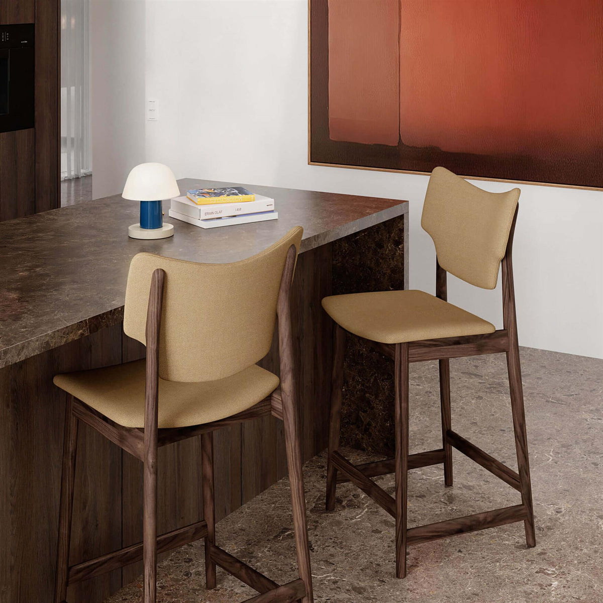 Eikund Veng Breakfast Bar Stool - White Oiled Oak with Ultra Safari 41586