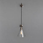 Mullan Lighting Rigale Industrial Pulley Wall Light with Stepped Glass Lamp Shade
