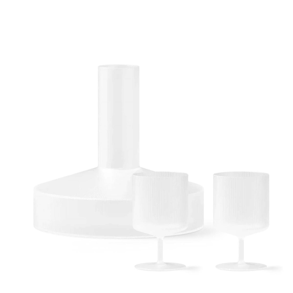 Ferm Living Ripple Wine Carafe & Wine Glasses - Set of 2 Gift Set