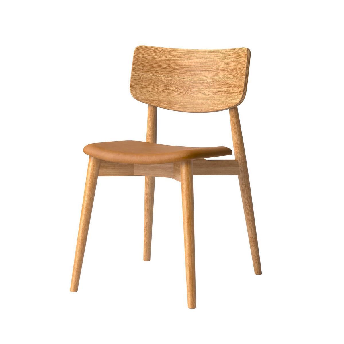 Outlet Bruunmunch Chiara Dining Chair - Oak:  Davos Brandy Leather