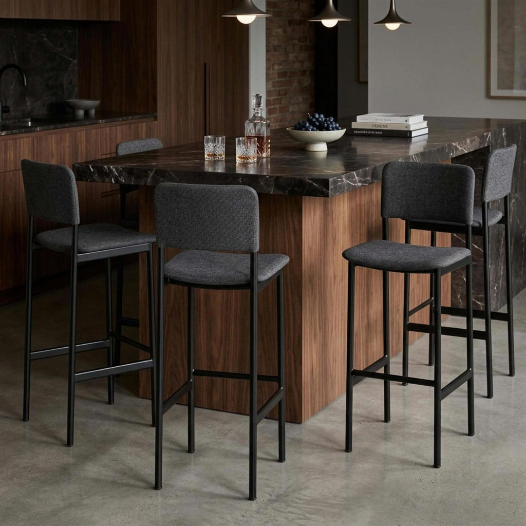 Fredericia Plan Bar Stool with Metal Legs, Fully Upholstered