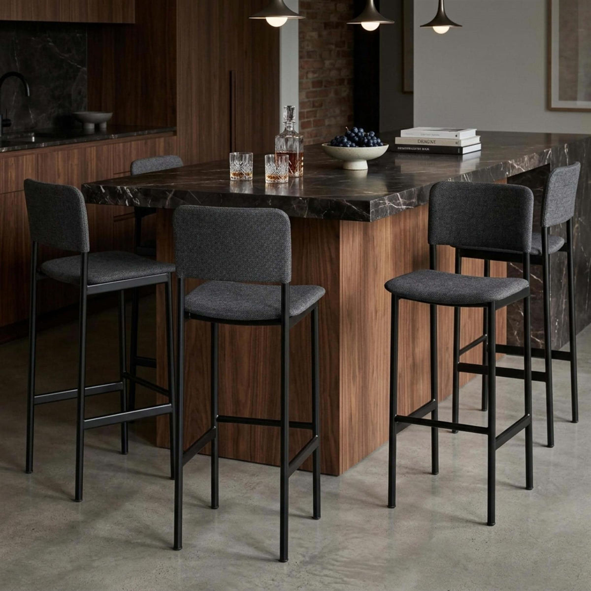 Fredericia Plan Bar Stool with Metal Legs, Fully Upholstered