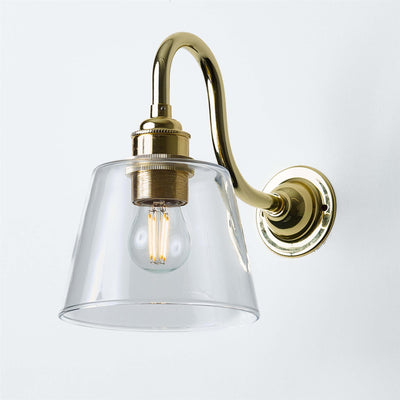 Old School Electric Tapered Wall Light : Swan Arm : Bathroom Version