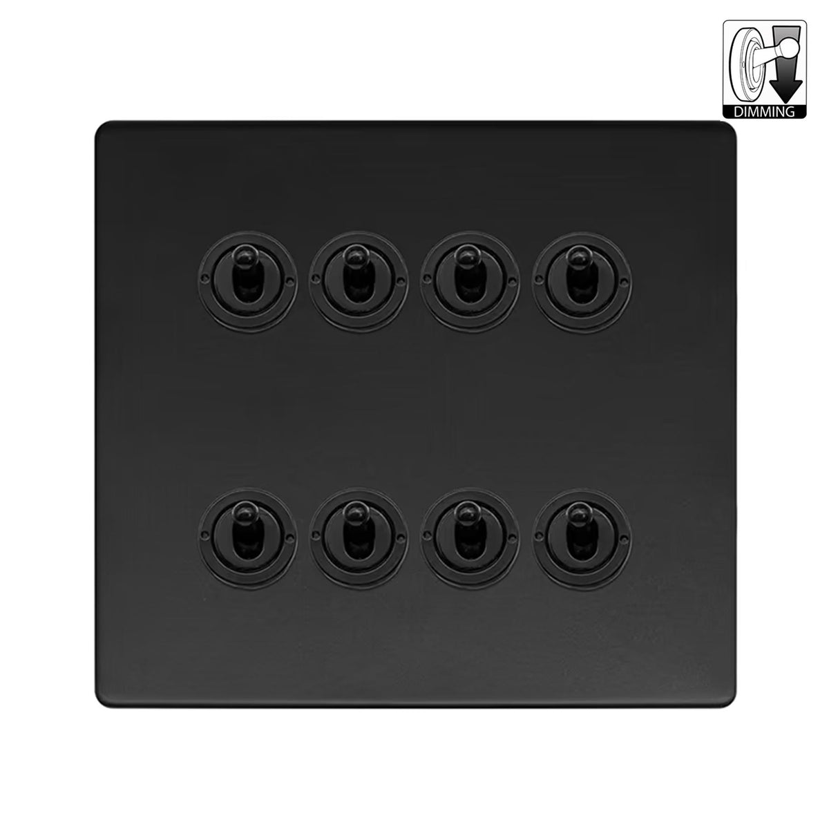Soho Lighting Camden Collection Matt Black 20A 8 Gang Dimming Toggle Switch