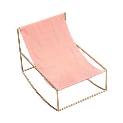 Valerie Objects Rocking Chair with Linen Seat - Brass Frame, Pink Seat
