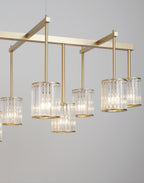 Tom Kirk Lighting Flute Beam Chandelier in Brushed Brass