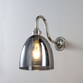 Old School Electric Bell Smoked Glass Swan Arm Wall Light